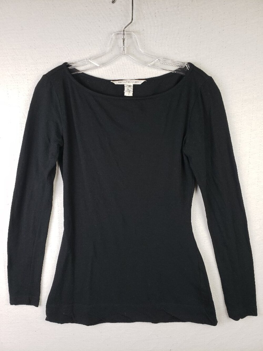 Diane Von Furstenberg DVF Wool Pullover Top Long Sleeve Black Minimalist size S